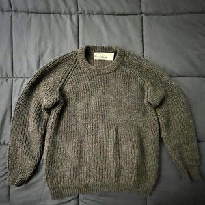 Aran Crafts Irish Wool Fishermans Rib Crew Neck Sweater (Charcoal)